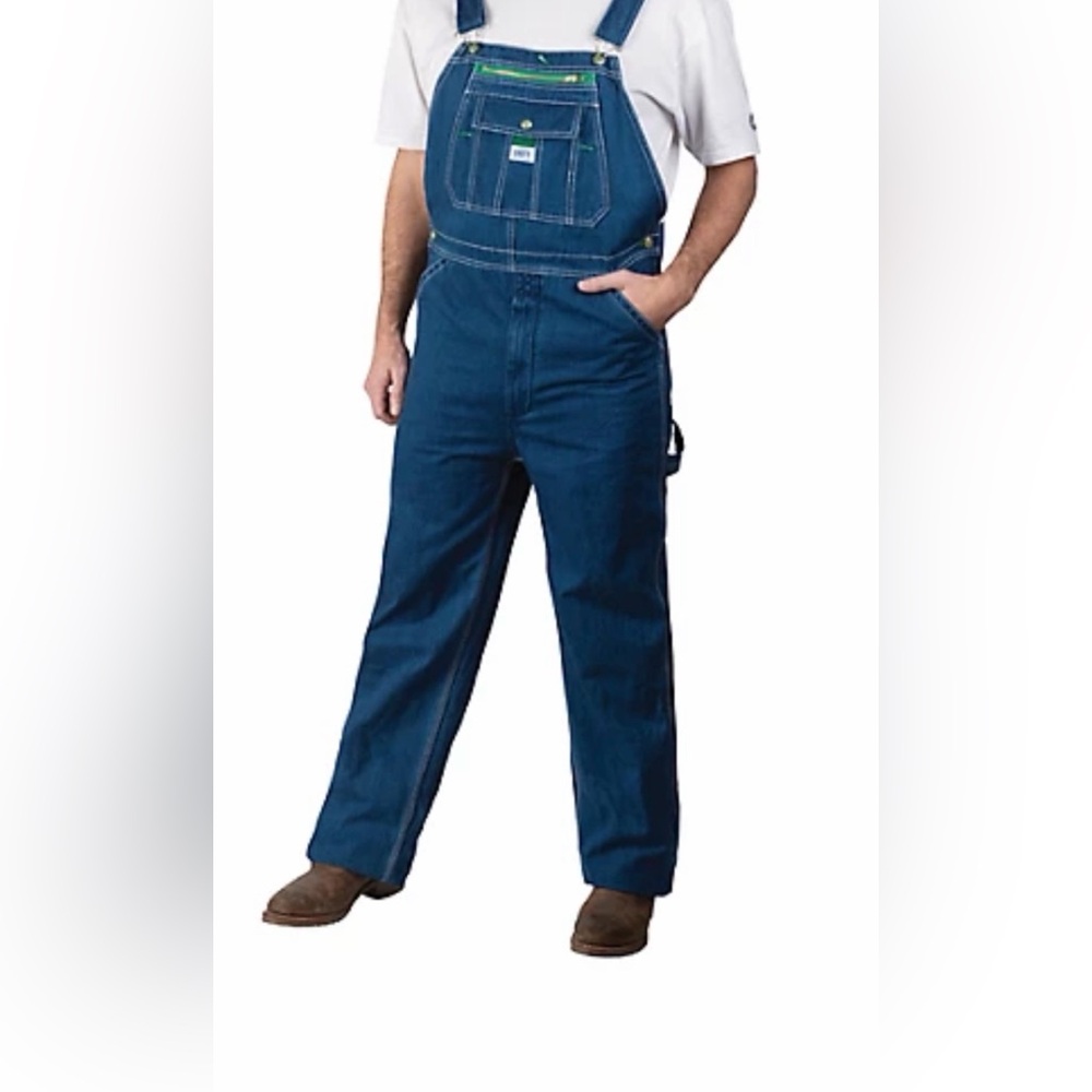 Liberty Men’s Overalls, sz 38x32. Dark Blue Wash. chest and side pockets.